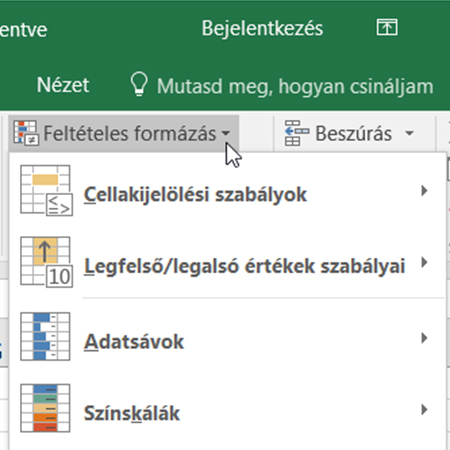 Feltételes formázás - formázás érték alapján, átlaghoz képest, ismétlődések kiemelése