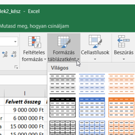 Táblázat funkció