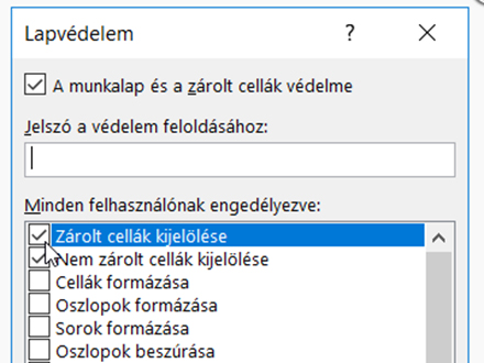 Munkafüzetek, munkalapok védelme, közös használat